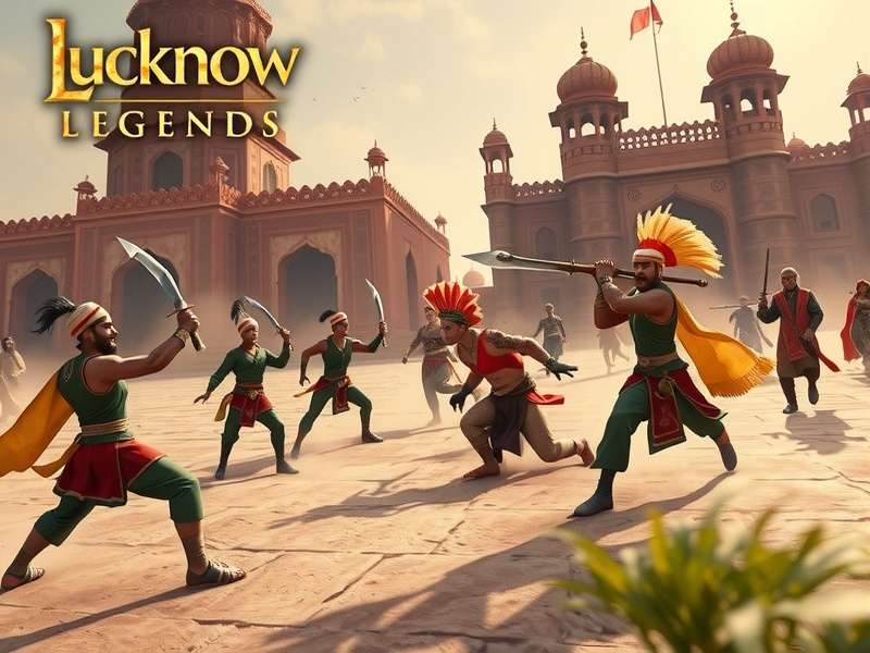 Lucknow Legends gameplay showing heroes with traditional Indian weapons